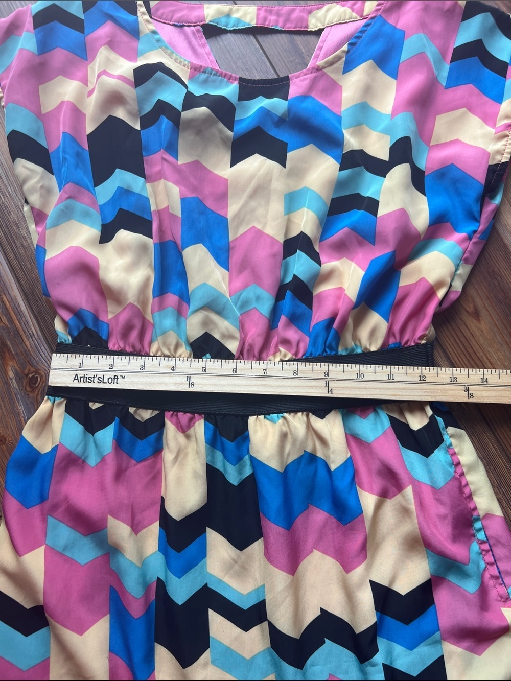 Vintage Style Emmetee Chevron Print Dress in Yellow, Pink & Blue - Picture 9 of 10
